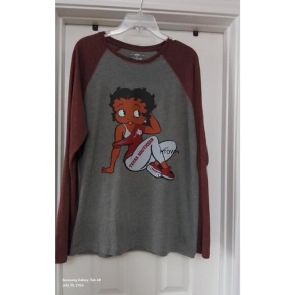 Upcycled/Recycled TSU Texas Southern Betty Graphic Print Long Sleeve Large - Picture 1 of 3
